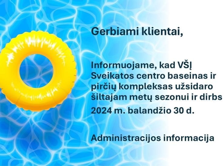 Dėl baseino ir pirčių komplekso darbo laiko