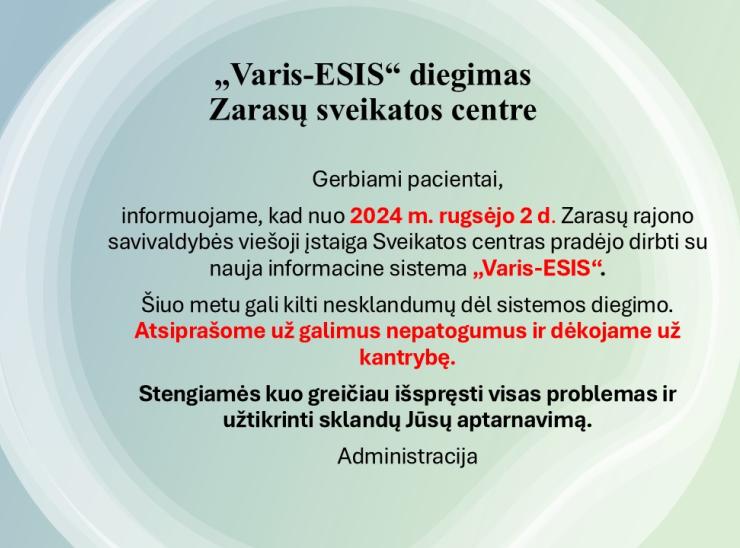 Pacientų dėmesiui